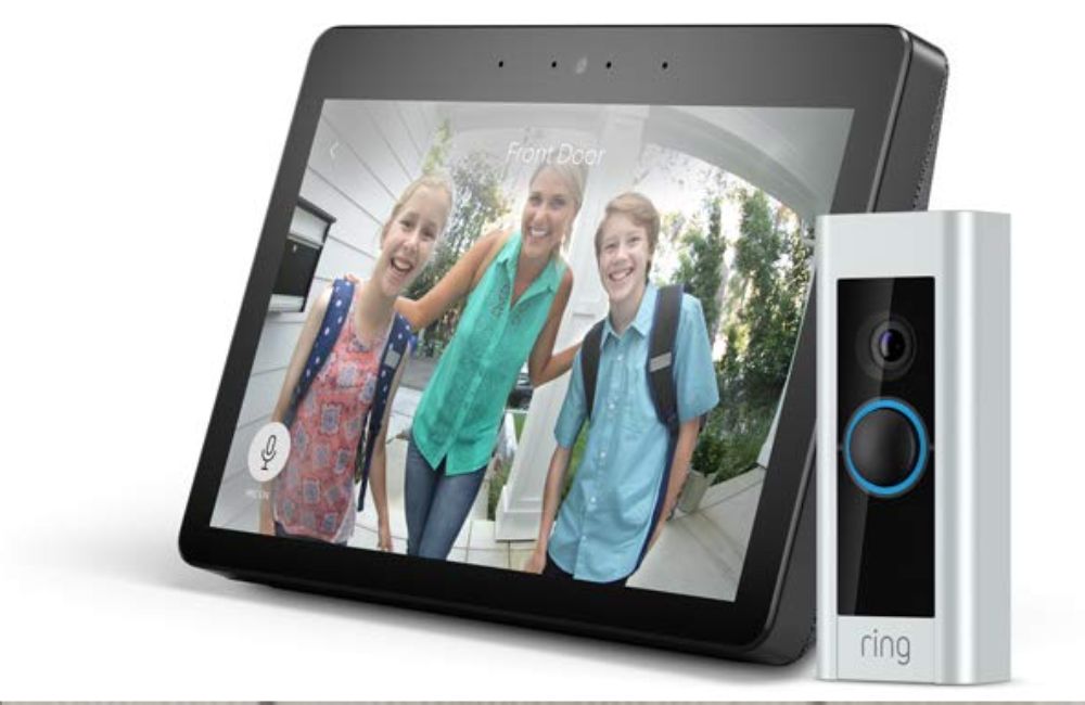 An image of a Ring Doorbell and a tablet. 